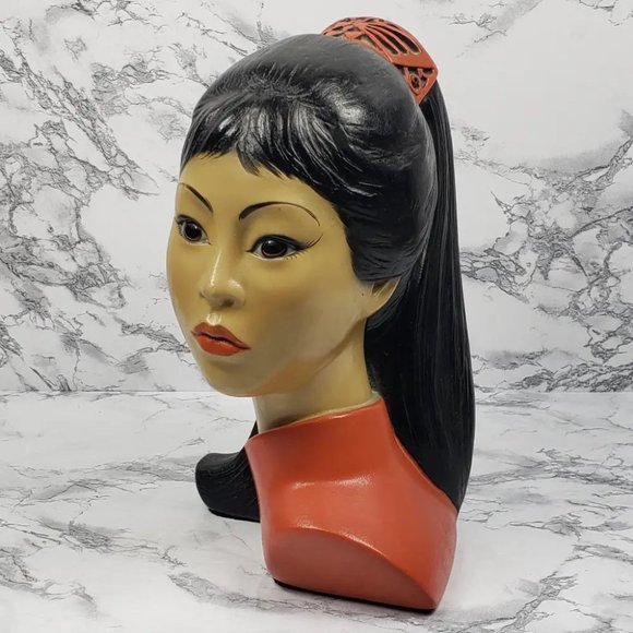 Hand Painted Asian Woman Statue Brower Vintage - Picture 9 of 12